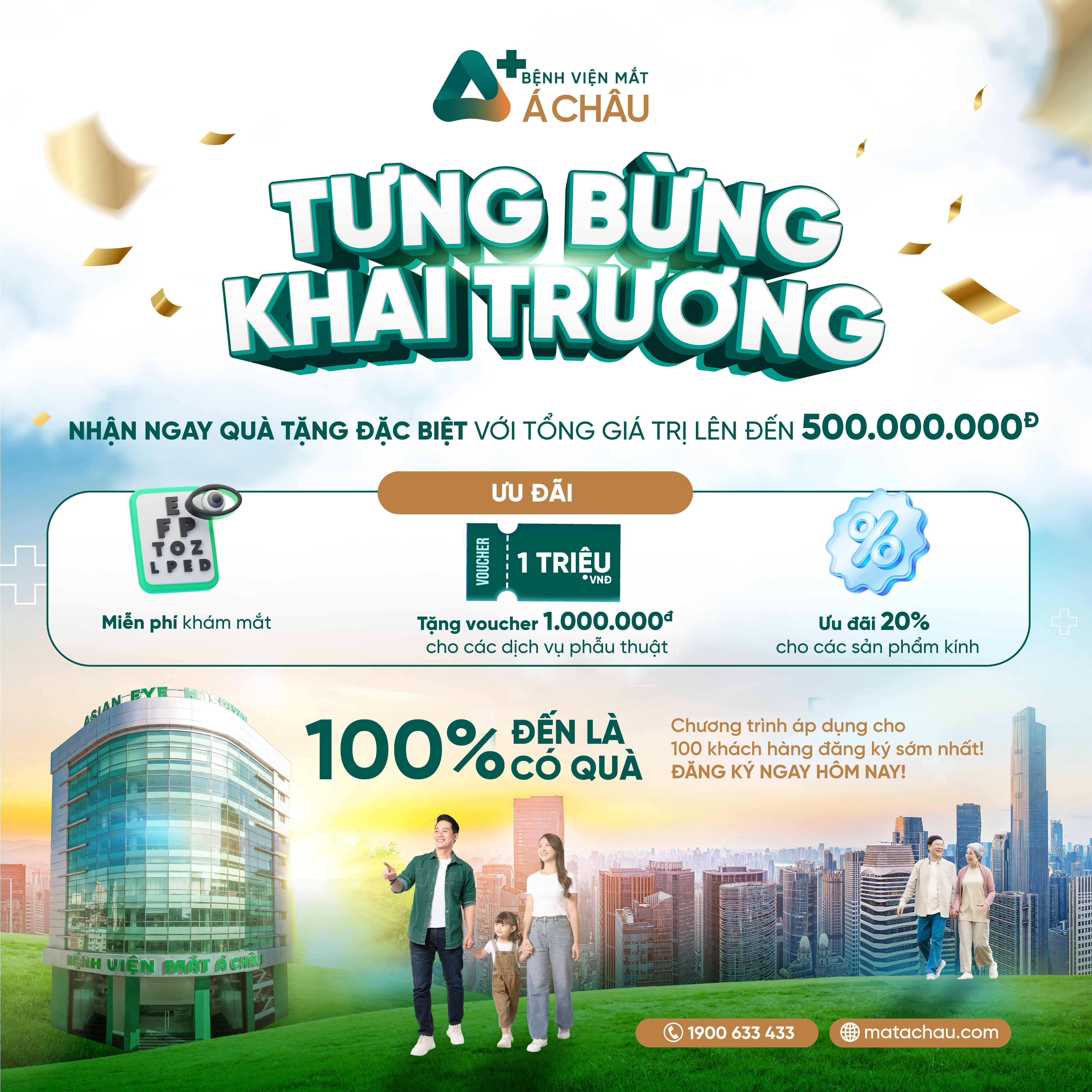 TƯNG BỪNG KHAI TRƯƠNG   BỆNH VIỆN MẮT Á CHÂU TRIỂN KHAI NHIỀU ƯU ĐÃI HẤP DẪN 