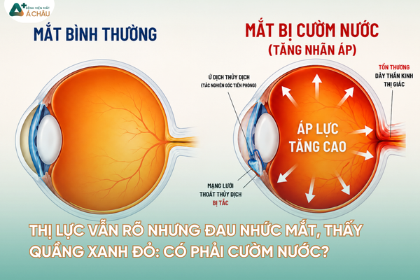 Thị lực vẫn rõ nhưng đau nhức mắt, thấy quầng xanh đỏ: Có phải cườm nước?